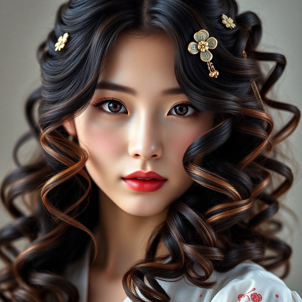 long curly hairstyle japanese